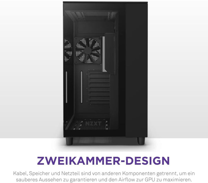 NZXT H9 Flow - CM-H91FB-01- Dual-Chamber ATX Mid-Tower PC-Gaming-Gehäuse - High-Airflow-perforiertes