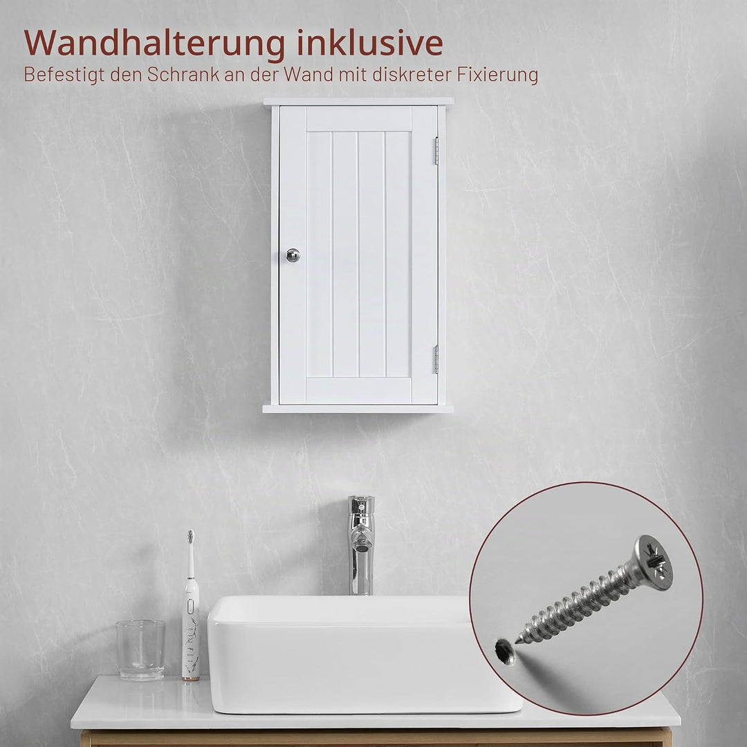 Bath Vida Priano Badezimmerschrank mit 1 Tür, Wandmontage, Aufbewahrungsregal, weiss Einzelner Bades