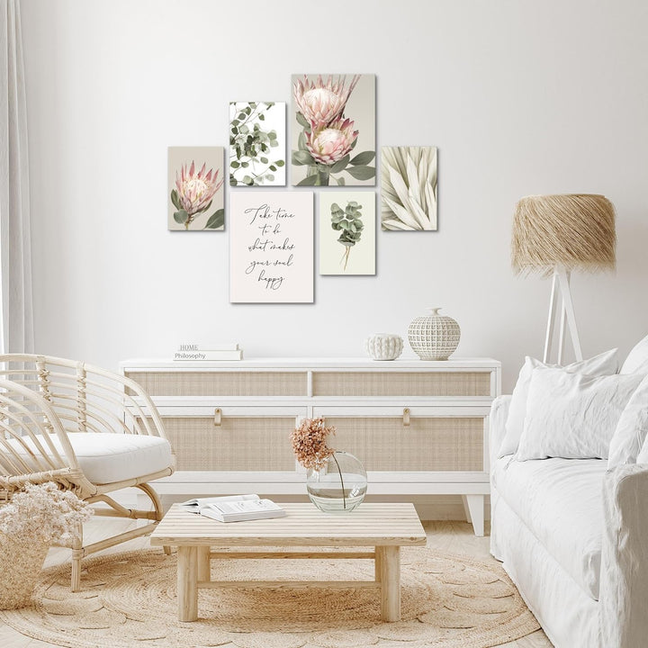Novart Bilder Set - AUFHÄNGFERTIG - KEIN EXTRA Rahmen BENÖTIGT - Blätter Pflanzen Modern Olivgrün -