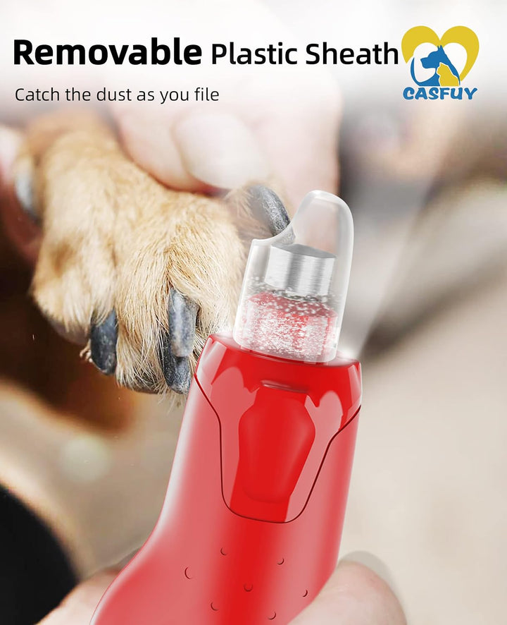 Casfuy Krallenschleifer für Hunde - (45 dB) 6-Gang-Haustier-Krallenschleifer mit 2 LED-Lichtern für