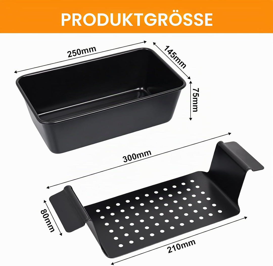 Kastenform Brotbackform Kohlenstoffstahl, Antihaft Backform mit Ablaufrost, Rechteckige Toastbrotfor