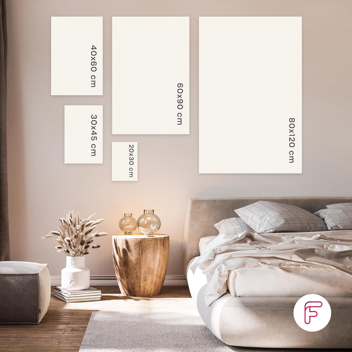 Feeby Leinwand Bilder - Fensterblick Lakeside House - Vlies 45x30 cm - Deko Wohnzimmer - Wandbilder