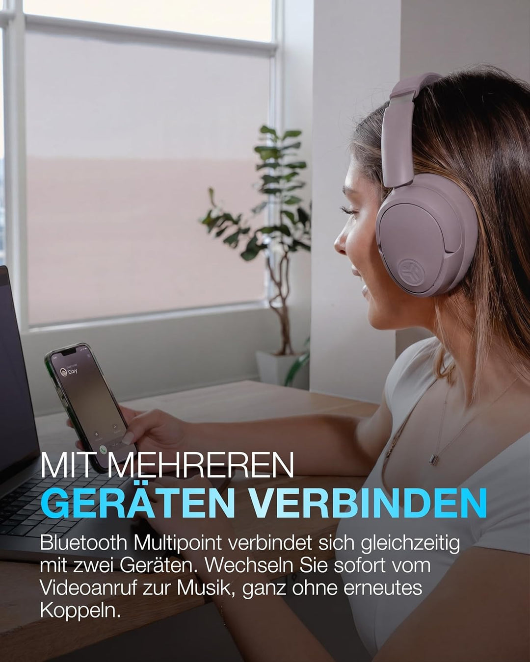 JLab JBuds LUX ANC Smart Noise Cancelling Over Ear Kopfhörer Bluetooth kabellos mit Mikrofon und akt