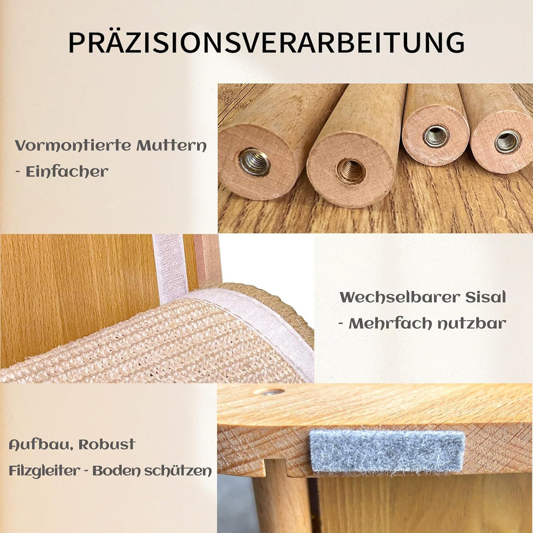 CheerPals L-Form Sisal Kratzbrett Katzen - 105° Design, Katze Kratzer aus Massives Buchenholz & Natü