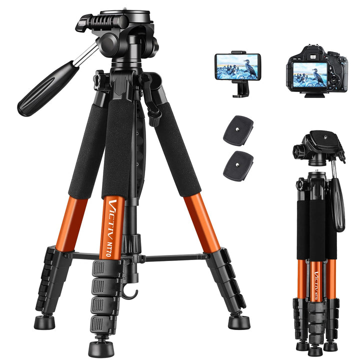 Victiv 182 cm Aluminium Kamera Stativ, Leichtes und Kompaktes Reisestativ für DSLR mit 3-Wege-Schwen