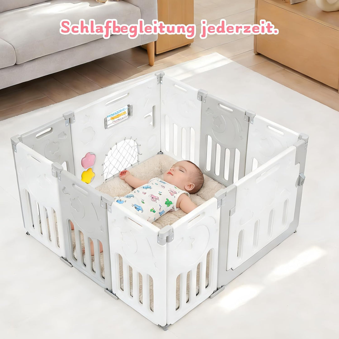 Dripex Laufgitter Baby Laufstall Faltbar mit Verbesserten Schrauben Rutschfeste Saugnäpfe Kunststoff