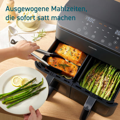 COSORI Heissluftfritteuse 2 Kammern Airfryer, 8-in-1 Dual Zone Air Fryer XXL 8,5 L, Heissluftfritteu