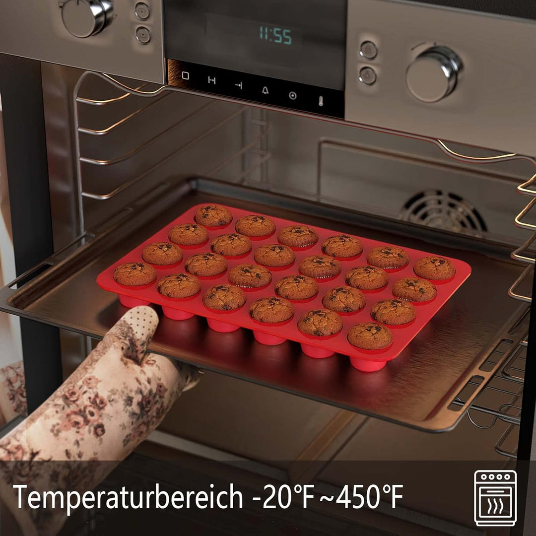 SILIVO Mini Muffinform Silikon für 24er - 2 Stück Mini Muffins Backform, Antihaft Klein Silikon Muff