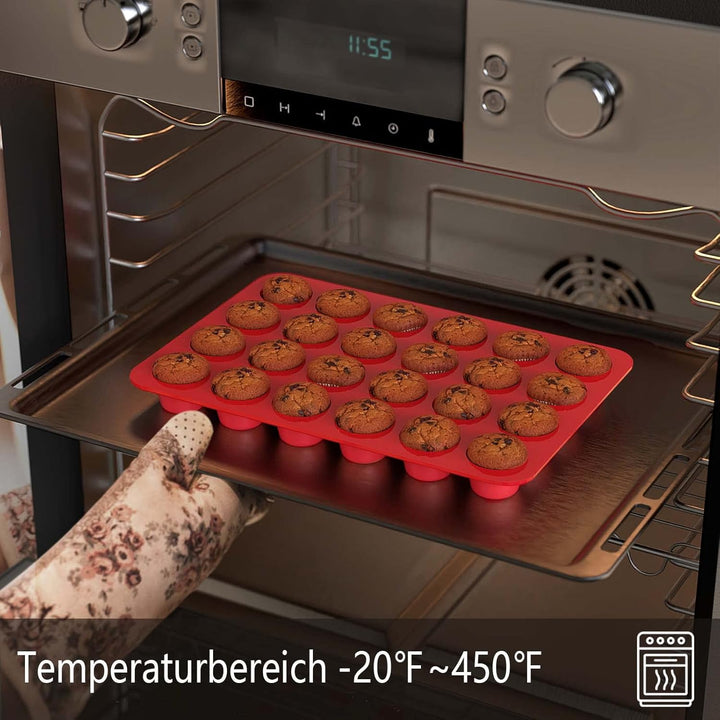 SILIVO Mini Muffinform Silikon für 24er - 2 Stück Mini Muffins Backform, Antihaft Klein Silikon Muff