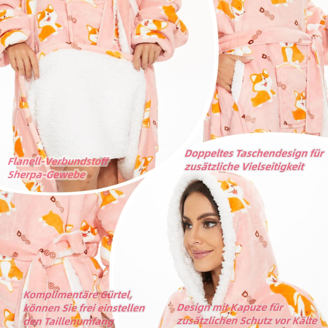 Oversized Hoodie Decke Damen，Verlängern Decken Hoodie,Extra Dick und Warm Deckenpullover，Blanket Hoo