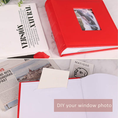 RECUTMS Fotoalbum, 15,2 x 10,2 cm, für 200 Fotos, Premium-Lederalbum, zum Einschieben, Hochzeitsalbu