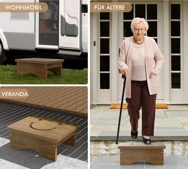 Tritthocker für Erwachsene, Senioren und Kinder mit rutschfestem Gummi, 40 x 32 x 14 cm, robuste HDP