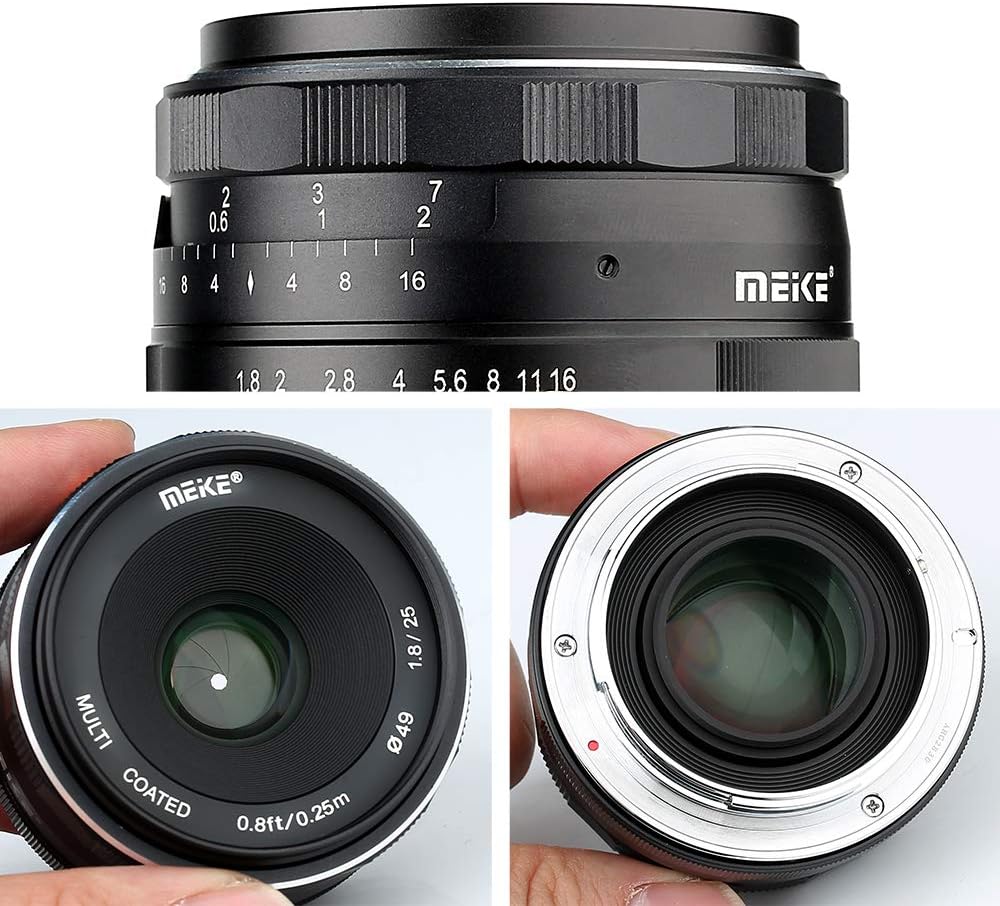 Meike 25mm f / 1.8 Large Aperture Weitwinkel Objektiv Manuelles Fokus Objektiv für Sony E-Mount Mirr