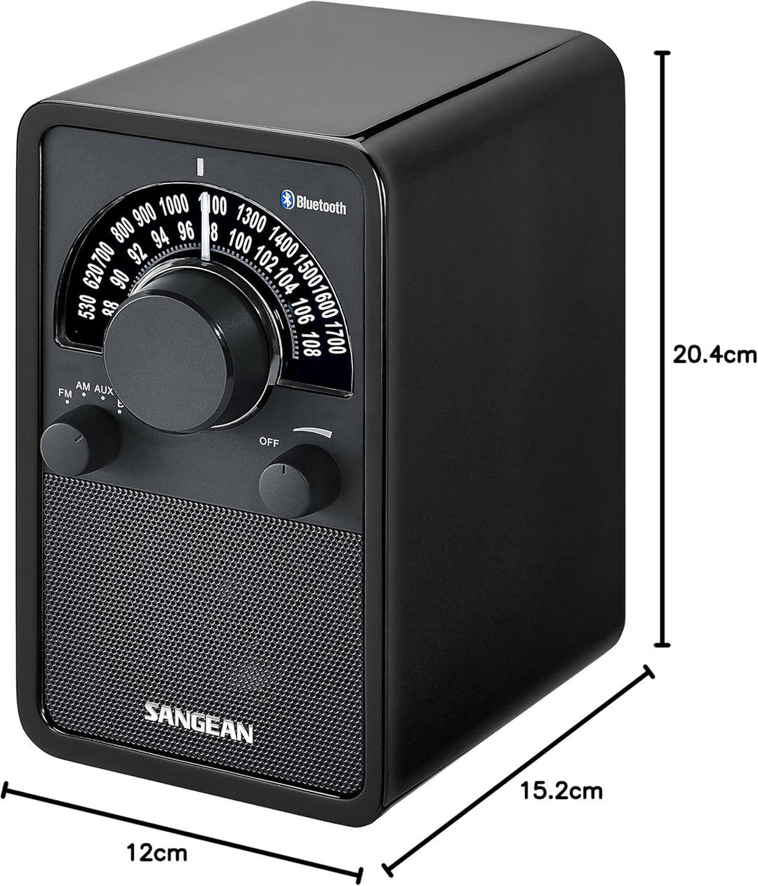 Sangean WR-15BT Retro bluetooth Radio mit AM und FM - Schwarz