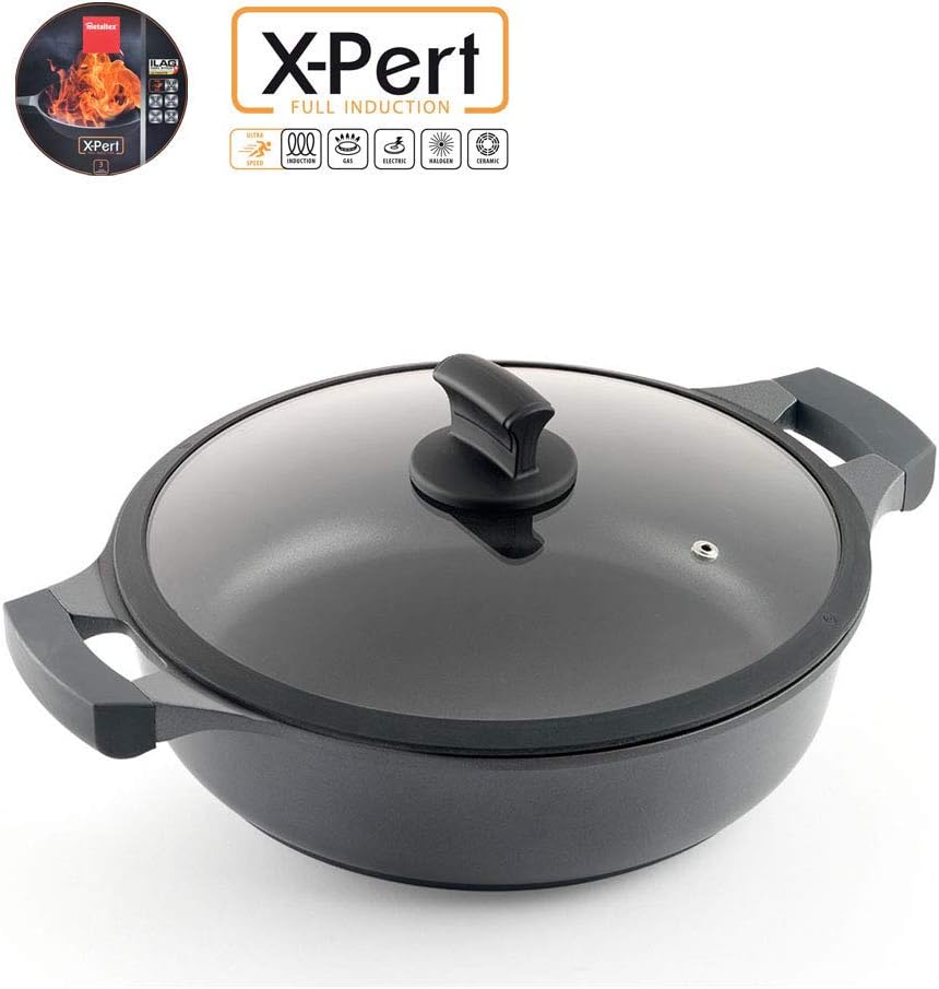 METALTEX Niedriger Topf 34 cm CACEROLA Baja XPERT 34CM, Detailed in The Description, Schwarz Niedrig