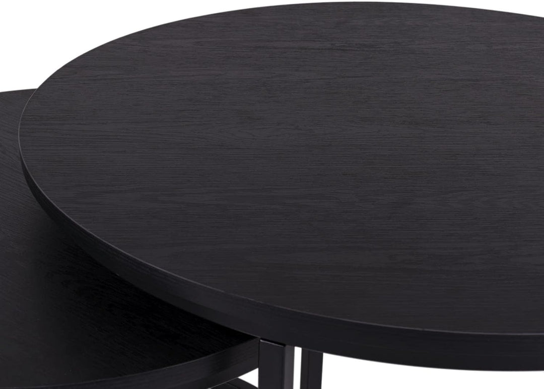 MaximaVida Set runder Tischplatten Chicago 58 cm und 45 cm schwarz 58 x 58 x 2 / 45 x 45 x 2 cm, 58