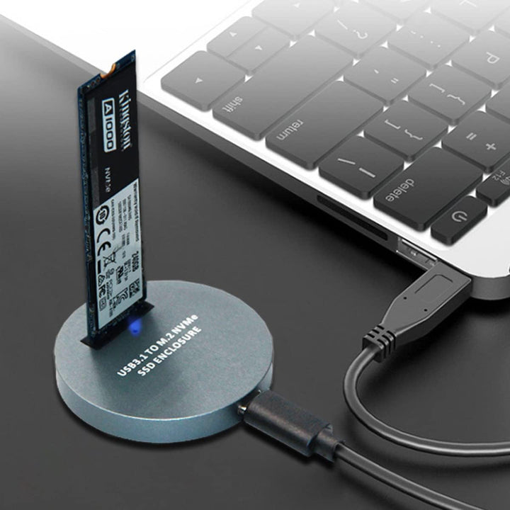 Cablecc USB 3.1 USB-C zu NVME M-Key M.2 NGFF SSD Externer PCBA-Konveteradapter Vertikaler Typ Silber