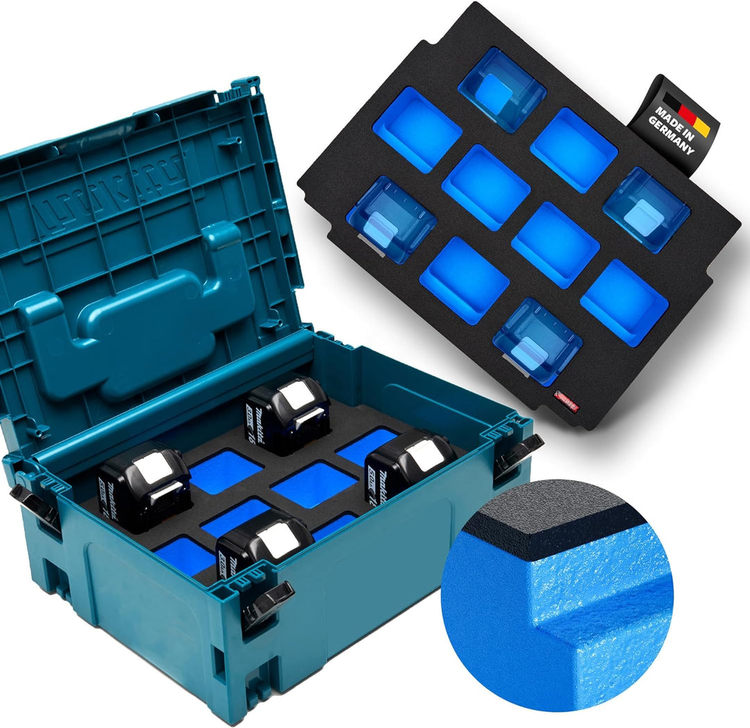 APTEX Schaumeinlage passend für Makita Akkus 18V (10x) für MakPac Gr. 2-3