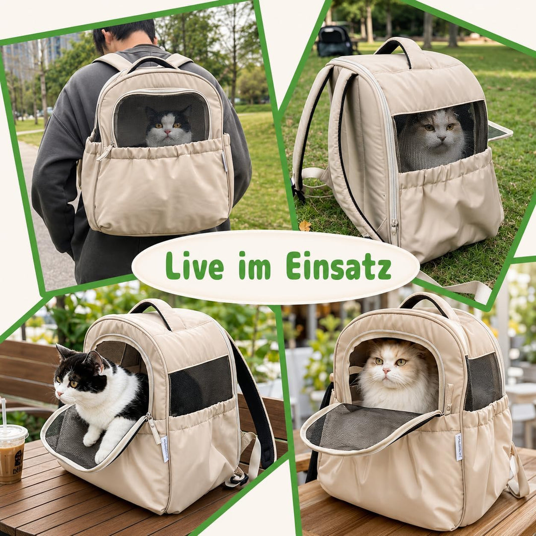 KatzenRucksack HundeRucksack für Kleine Haustiere bis 5 kg - Atmungsaktive & Faltbare Hundetasche, T