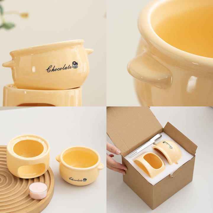 Schokofondue Tasse, Fondue Tasse, Mini Schokofondue mit 4 Fondue Forks Porcelain Chocolate Fondue Se
