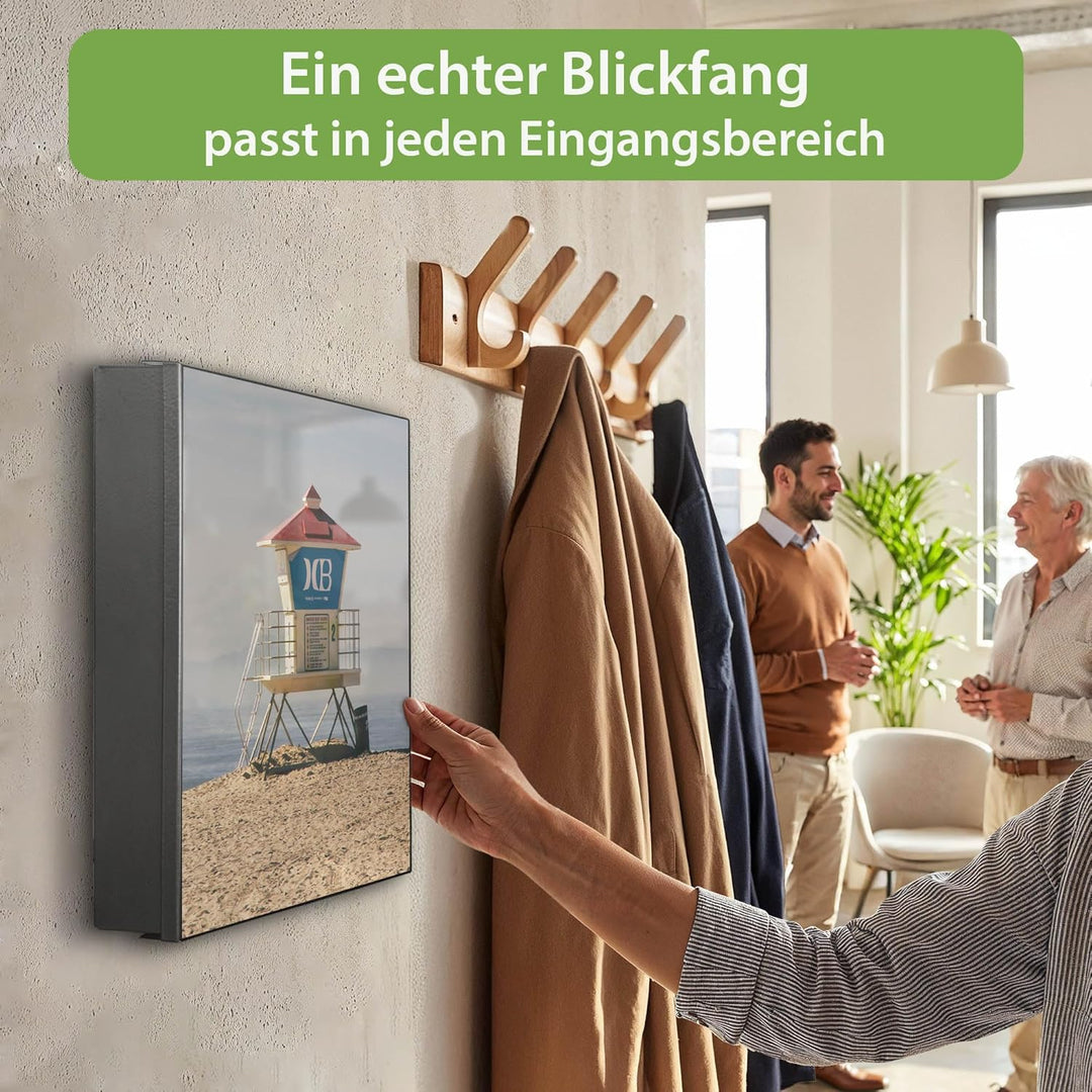 banjado Grosser Schlüsselkasten Glas - Schlüsselbox 30x30cm mit 50 Haken - Schlüsselkasten modern fü