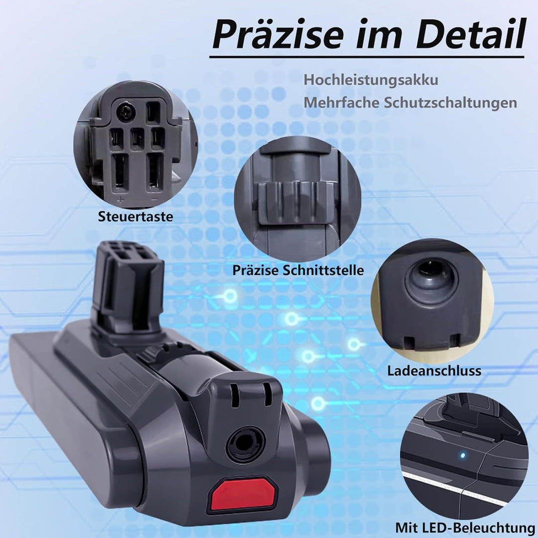 V12 SV34 SV20 SV46 Akku für Dyson (Schwarz), Schwarz