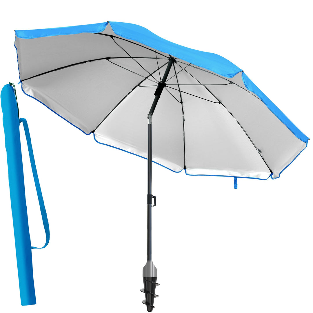 4smile Sonnenschirm für Strand und Balkon Ø 180 cm, Blau - UPF 50+ Balkonschirm SunnyJoy, Strandschi