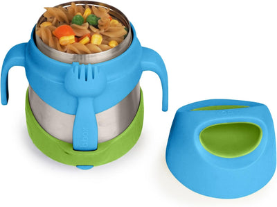 b.box Lunchbox, isoliert, mit abnehmbarem Griff, integrierter Gabel, Ocean Breeze, 1 Stück Blau, Bla