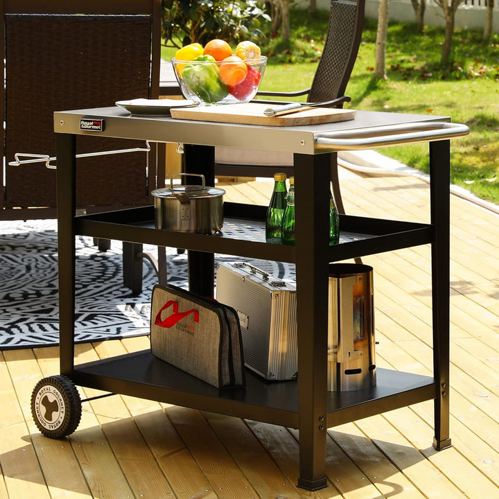 Royal Gourmet PC3404S Rollbarer Esstisch mit Müllbeutelhalter, für den Aussenbereich, Garten, Terras