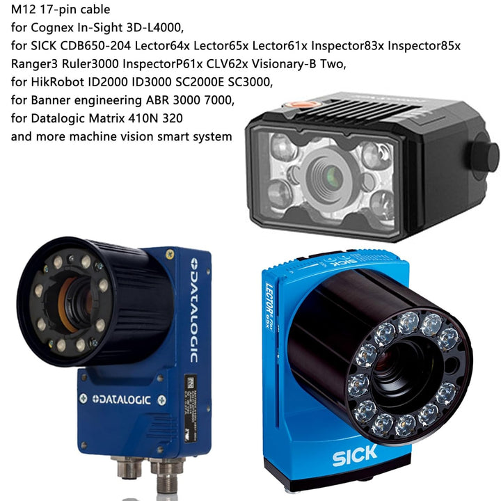 M12 17-pin A-code kabel für Cognex In-Sight 3D-L4000, SICK Inspector83x Lector64x, Banner ABR 3000 7