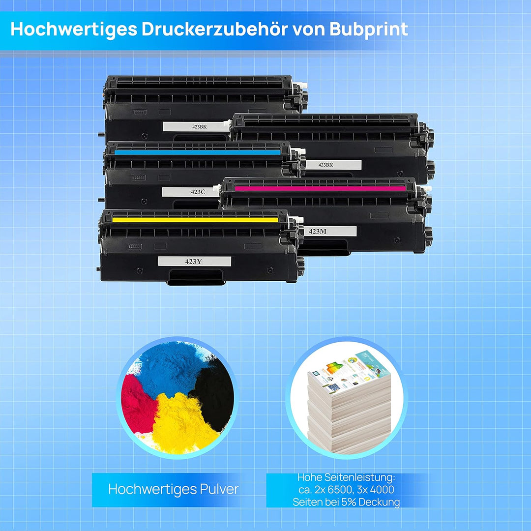 Bubprint TN 423 5 Toner kompatibel als Ersatz für Brother TN-423 TN423 für MFC-L8690CDW HL-L8260CDW