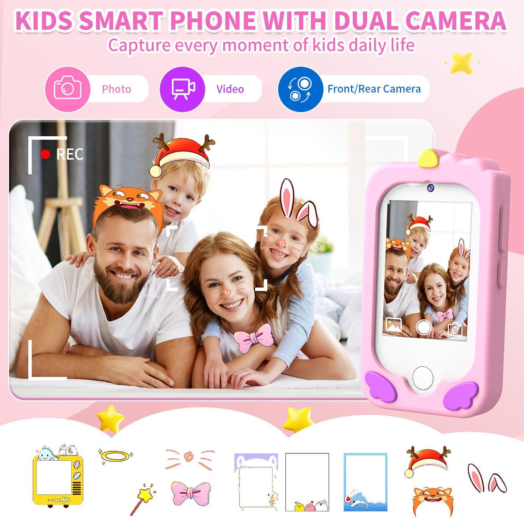 Kinderhandy Spielzeug mit Dual Kamera Kinderkamera 2.8 Inch Touchscreen Lerntelefon Lernspielzeug mi