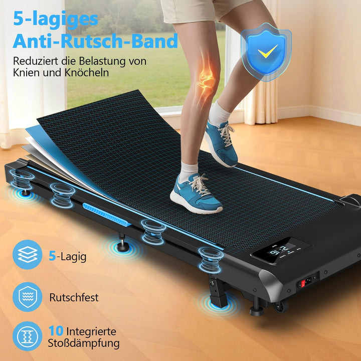 Walking Pad, VANNECT Laufband für Zuhause mit Steigung, 1-10 km/h Walking Machine mit LED-Anzeige, F