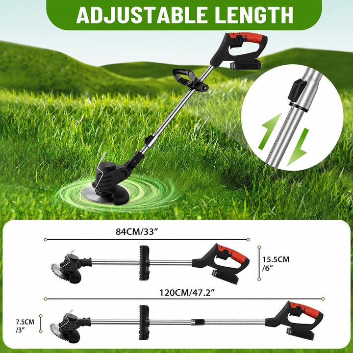 Rasentrimmer mit Akku(2 * 1200mAh),Freischneider Akku 21V mit 3 Klingentypen/Verstellbarer Grifffür,