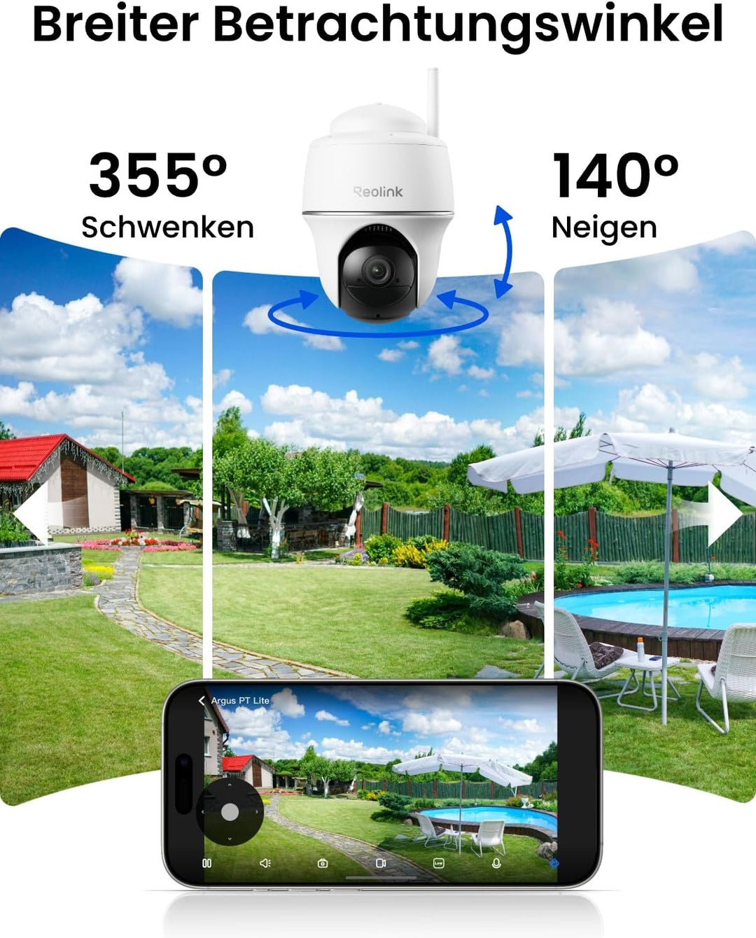 Reolink 2K Überwachungskamera Aussen Set WLAN mit Solar-/Akkubetrieb, 360° Schwenkbare, KI-Erkennung