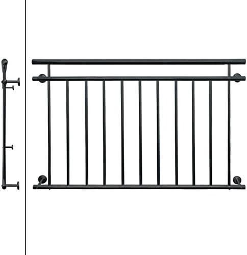 ECD Germany Französischer Balkon 156 x 90 cm | mit 11 Füllstäben | Anthrazit | matt und rau | aus pu