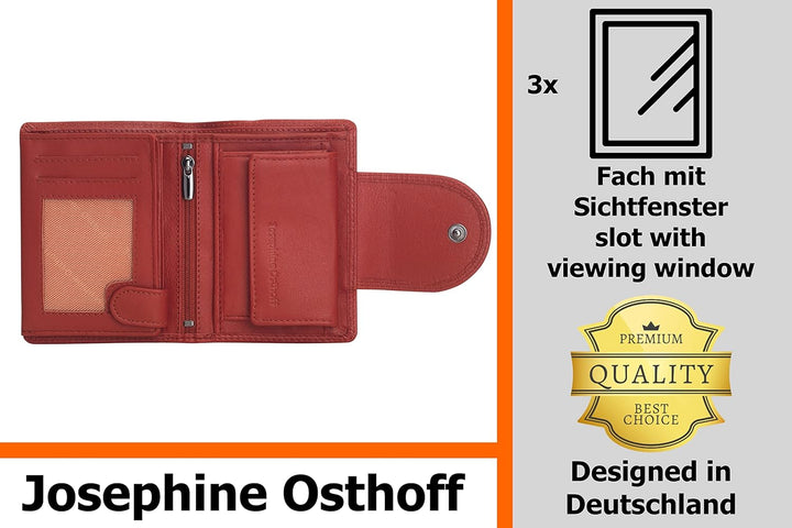 Josephine Osthoff Geldbörse Damen Wiener Schachtel, Platz für 11 Karten, Minibrieftasche mit Münzfac