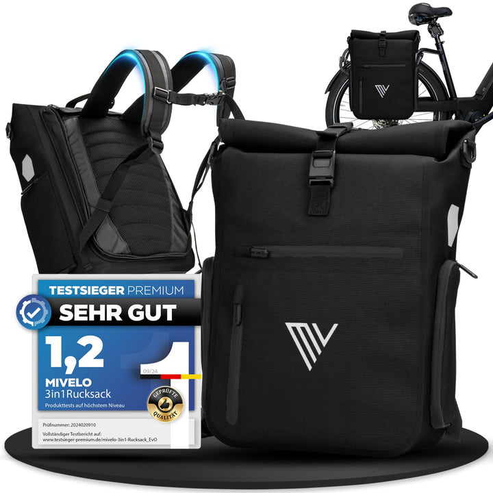 MIVELO 3in1 Fahrradtasche für Gepäckträger I Rucksack &amp; Gepäckträgertasche hinten - in 15 Sekunden u