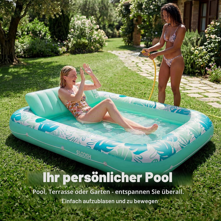 SLOOSH Aufblasbare Tanning Pool, 70" x 46"/ 85" x 57" Grosse aufblasbarer Luftmatratze für Erwachsen