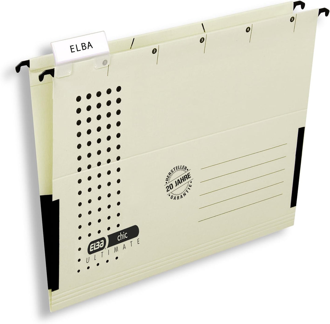 Elba Hängetasche A4, chic, aus Karton, seitlich geschlossen, chamois, 25 Stück Hängetaschen chamois