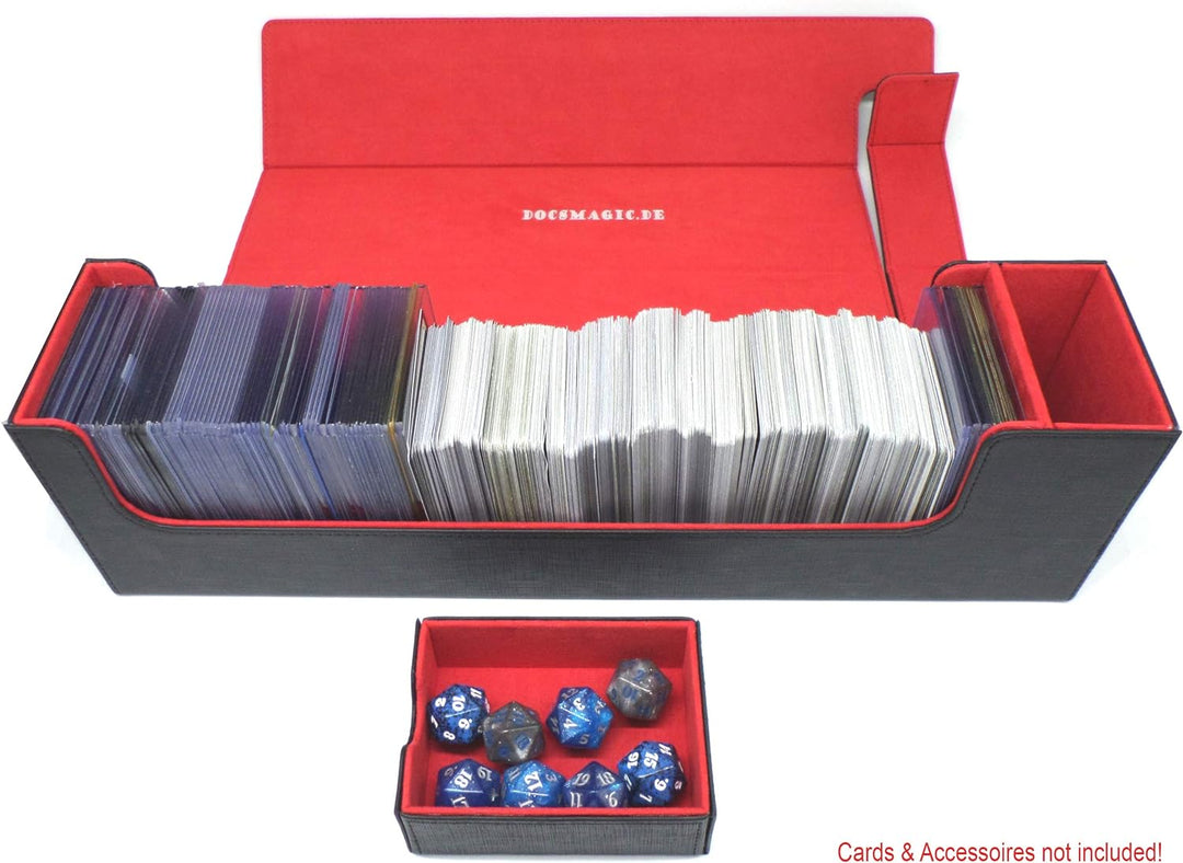 docsmagic.de Premium Magnetic Tray Long Box Black/Red Large + 4 Flip Boxes Mix 3- Schwarz/Rot, Large