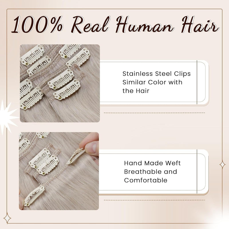 Hetto Echthaar Clip in Extensions Blond Clip in Echthaar Extensions Remy Menschlich Haar Clip in Ext