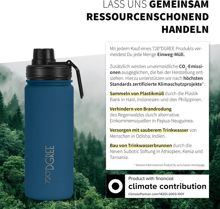 720°DGREE Edelstahl Thermo Trinkflasche 530ml “noLimit” +Früchtebehälter - Auslaufsicher, Kohlensäur
