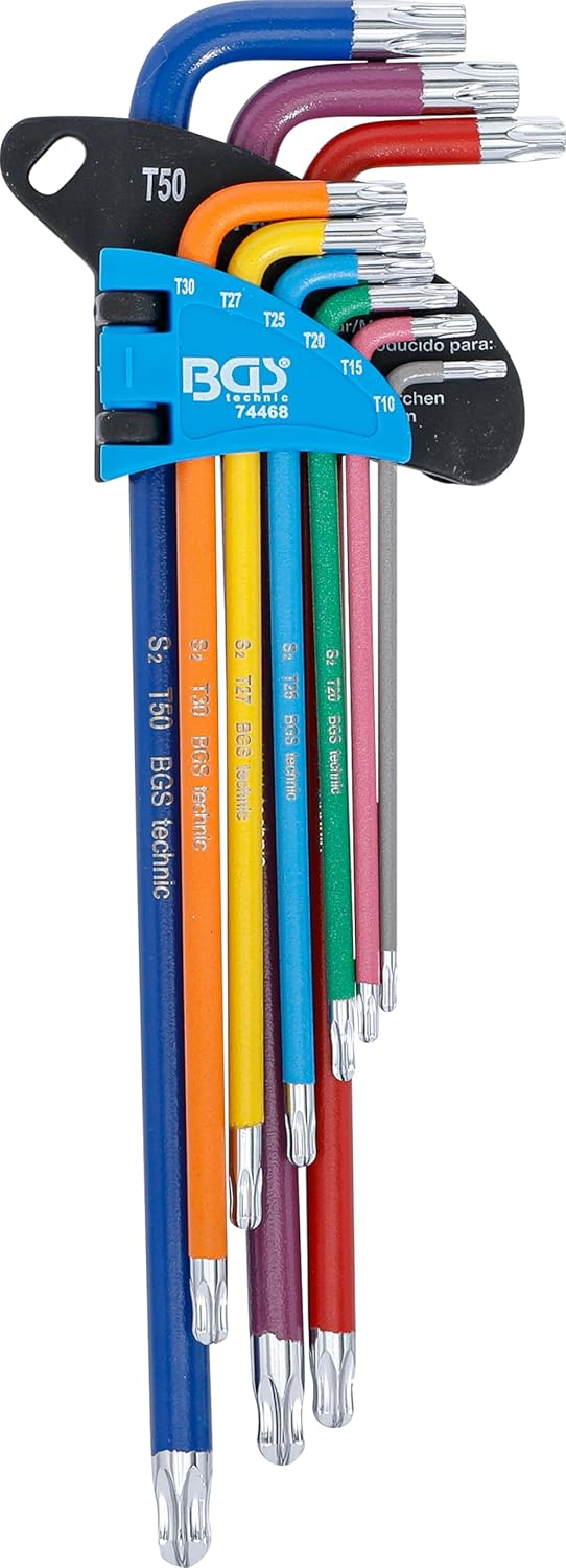 BGS 74468 | Winkelschlüssel-Satz | Multicolour | extra lang | T-Profil (für Torx) mit Kugelkopf T10
