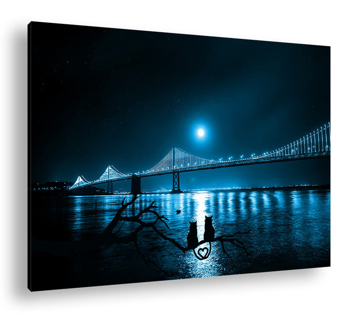 deyoli gigantische Brücke in San Francisco Format: 80x60 Effekt: Monocrome Blau als Leinwand, Motiv