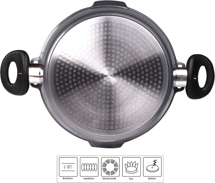 STONELINE® FUTURE Kochtopf 28 cm, mit Siebglasdeckel, induktionsgeeignet, Aluguss, Antihaftbeschicht