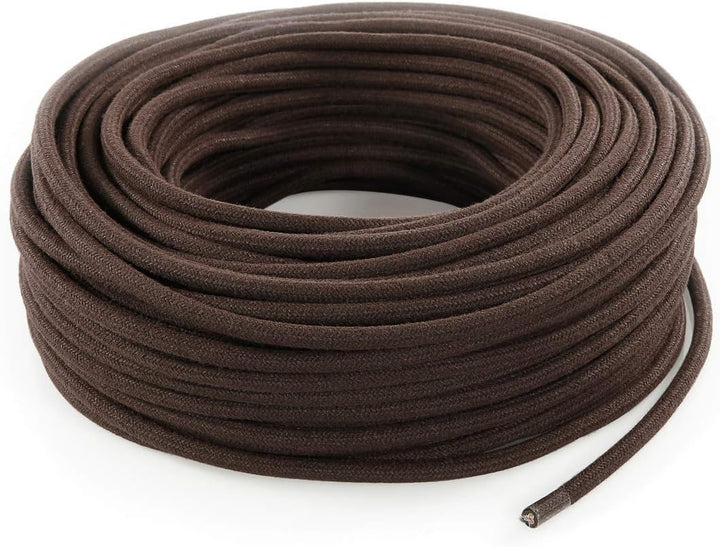 Textilkabel für Lampe, Stoffkabel 3-adrig (3x0,75mm²) - Braun Baumwolle. Made in Italy (10 Meter), 1