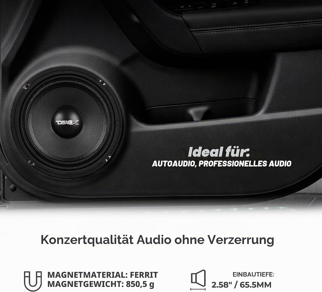 DS18 PRO-X6M Auto-Mitteltöner, 16,5 cm (16,5 cm), 450 W, 8 Ohm, Bass-Lautsprecher 16,5 cm Klassisch,