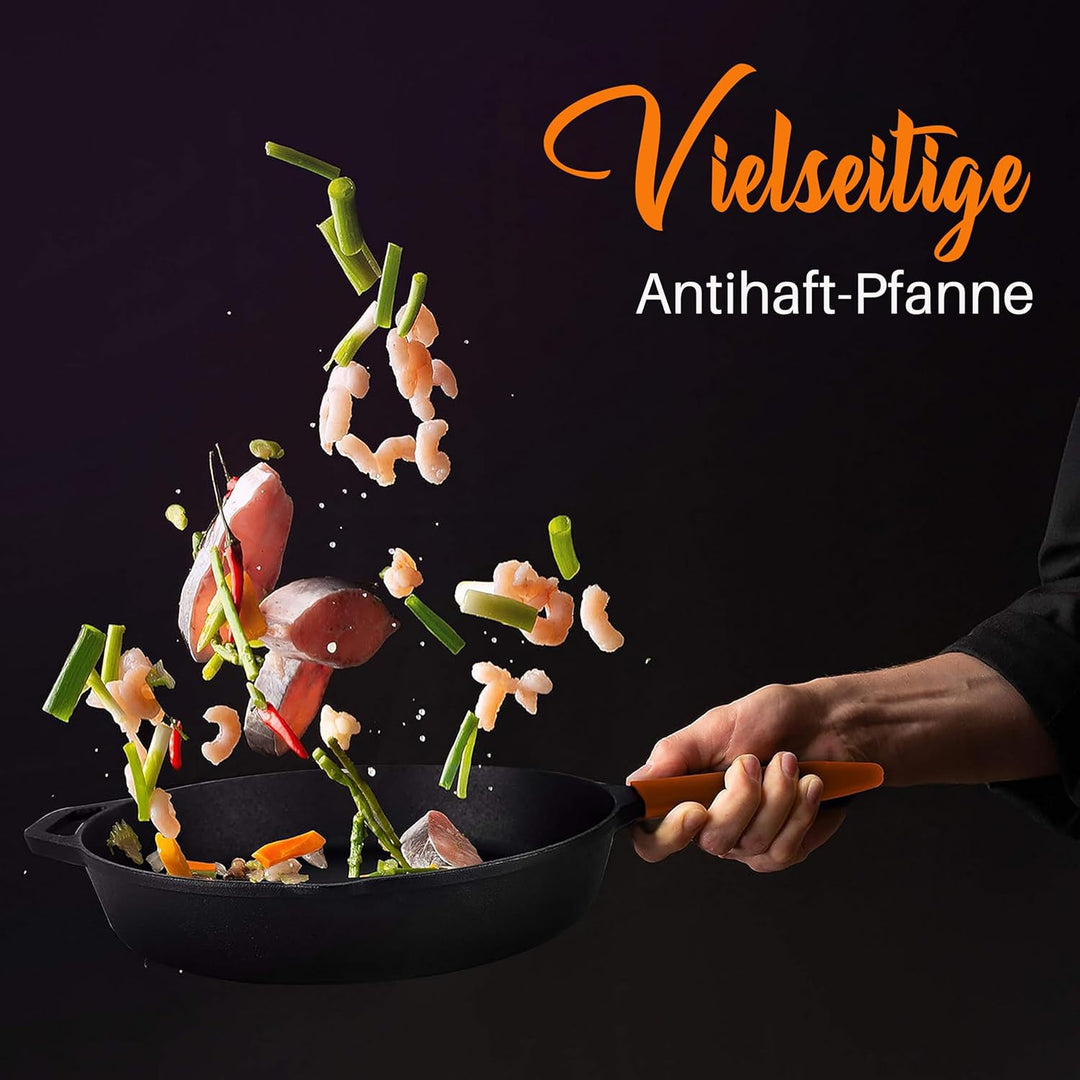 NutriChef Pfannenset- 2-Teilig, Bratpfanne- 32cm+27cm, Pan- Antihaftbeschichtet, Induktionspfanne- m
