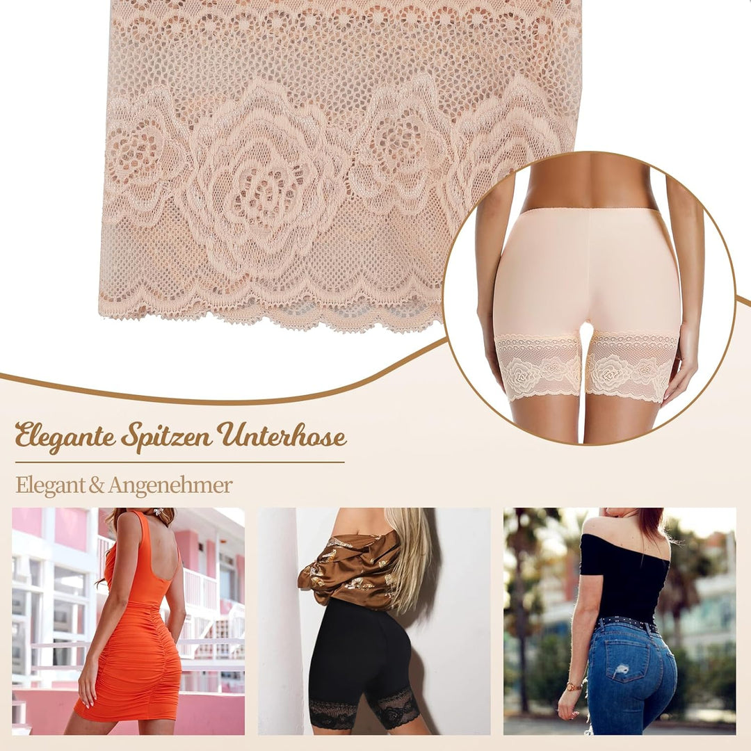 Joyshaper Damen Unterhose Unter Rock Kurz Hose Anti-Chafing Spitzen Shorts Atmungsaktiv Panty Hipste